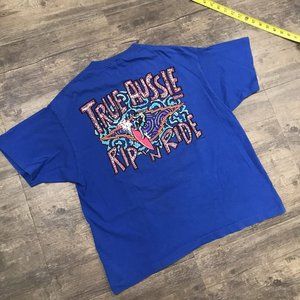 Vintage True Aussie Rip ‘N Ride Surf Men Tshirt NO‎ SIZE TAG Blue Single Stitch